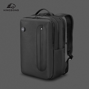 Kingsons Men's Laptop <b>Backpack</b> Gray And Black <b>Multi</b> Functional Business Travel Shoulder Straps Solid Color - Product Image 4