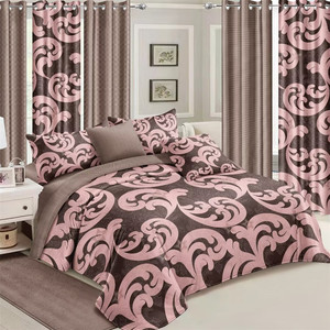 Wholesale Luxury <strong>Curtain</strong> Bedding Collection Design 6 Pcs Bedsheet <strong>Duvet</strong> <strong>Cover</strong> Bedding Set with <strong>Matching</strong> <strong>Curtain</strong> - Product Image 3