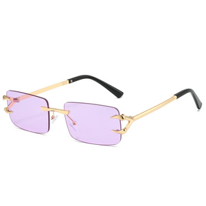 Kedun Frameless Polarized <b>Sunglasses</b> for Women 2025 New Fashion Simple Square Anti-UV Concave Shape - Product Image 5
