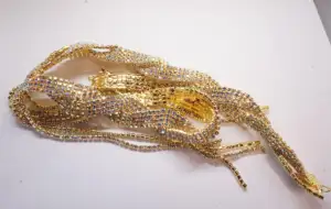 Gold Diamond-encrusted Dress Neckline Accessories AB Color Diamond Wedding Hand-stitched Decoration