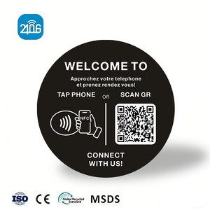 Tag NFC per Recensioni Google <span class=keywords><strong>100</strong></span>*100mm - Programmabile per Ristoranti, Hotel, Tavoli, Vetrine (NFC 213 215 216) con Codice QR - Product Image 1