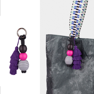 QYS Bohemian Tassel Keychain Pink Ball <b>Bag</b> Charm Lightweight Boho <b>Key</b> <b>Ring</b> Women's Holiday Gift - Product Image 4