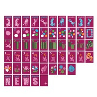 Tablevibe 160 tuiles, ensemble de Mahjong en acrylique à thème magenta, tuiles à lettres MEWS, Berry Slice Fresh Idea Player