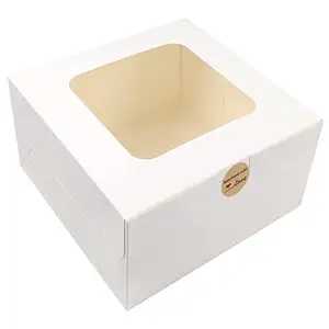 Manufacturer Cake Boxes with Window White Paper Bakery Box Square Cardboard Disposable Cake Box for Cook