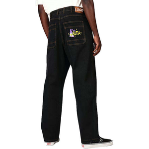Jeans de Hombre Bordados con Logotipo Personalizado al por Mayor, Jeans Holgados de Alta Calidad, Jeans Negros de Estilo Urbano Hip Hop para Hombre - Product Image 2