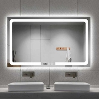 Miroir mural lumineux rectangulaire personnalisé avec LED pour salon de coiffure d'hôtel, salle de bain, douche, miroir intelligent avec lumière LED, interrupteur à capteur tactile