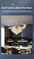 Ventilateur de plafond LED en cristal rond de luxe, silencieux, pales en ABS, télécommande, hauteur réglable pour salon, salle à manger, lustre