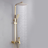 Robinetterie thermostatique murale, outil de douche en laiton doré brossé ensemble de douche