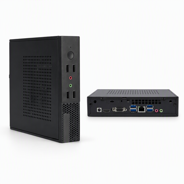 Fanless Industrial Mini PC Intel  DDR4 Dual LAN Dual COM 6 USB-Silent Design for Language Lab & Classroom-VESA Mount D-IN Rail