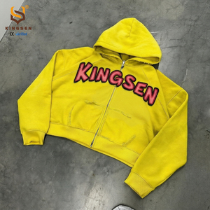 เสื้อฮู้ดดี้ผ้าเฟรนช์เทอร์รี่สไตล์วินเทจแบบซิปคู่ ล้างสีแบบแอซิดวอช ทำสีซีดแบบซันเฟด มีกระเป๋าแต่งแบบดิสเทรส พร้อมสกรีนโลโก้ตามสั่งแบบ OEM - Product Image 4