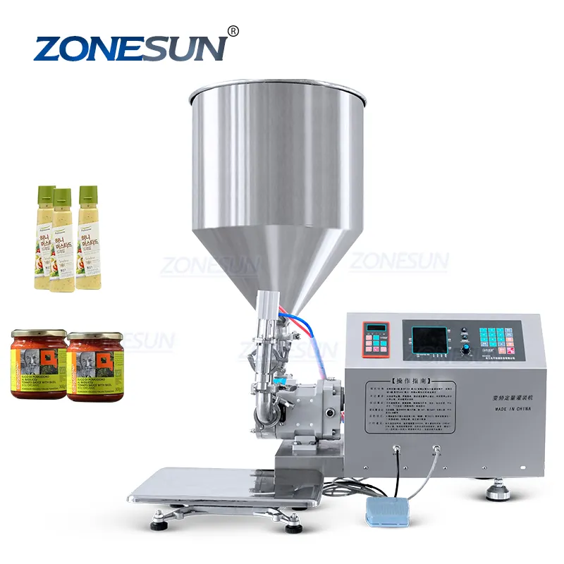 Zonesun máquina de enchimento de creme, máquina de enchimento de creme para pesagem, semi automática, de molho, manteiga, ketchup, geladeira miso ZS-RPW1