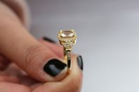 Kadınlar için Kare CZ Halo Yüzük, 5mm, Altın Kaplama Pirinç Vintage Pave Nişan Yüzüğü, Altın