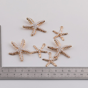 Colgante de aleación con diseño de estrella de mar y perla, 27mm 37mm, engaste de canal, accesorios DIY para joyería unisex - Product Image 4