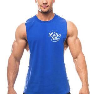 Gilet de fitness sans manches en coton personnalisé pour hommes, t-shirt de sport d'été imprimé, vêtements tricotés respirants pour la course à pied et l'entraînement surdimensionnés - Product Image 5