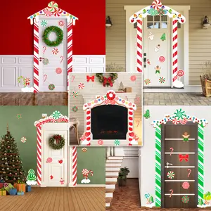 Lvfan-Pegatinas navideñas para puerta de Navidad, jamba, chimenea, decoración de fiesta, puertas de madera, dulces reacondicionados