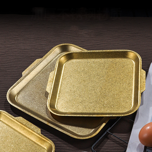 Bandeja de horno cuadrada de acero inoxidable antiadherente para galletas, pescado y platos al vapor - Placa de metal pulido para asar, 50 unidades, duradera - Product Image 1