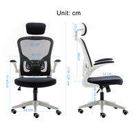 Fauteuil de Bureau Ergonomique en Maille Anji Yike avec Accoudoirs Relevables et Pliables pour Personnes Fortes, Chaise Gaming Violette d'Usine
