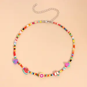 Böhmische verstellbare Ton perlenkette Nette Fruchtsamen-Perlen-Halsreif-Halskette für Frauen Urlaub