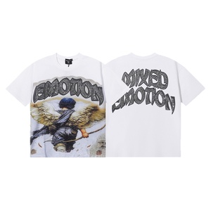 Maglietta Unisex a Maniche Corte <span class=keywords><strong>in</strong></span> Puro Cotone Traspirante con Strass Termoadesivi a Forma di Angelo, Stile High Street, Vestibilità Ampia, Collezione Cross-border Fashion MIXED EMOTION - Product Image 5