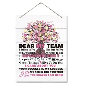 Dear My Team Inspirational Quote Decor Sign Hanging Wall Plaque Wooden Wall Art Inspirational Home or Office Decor Gift