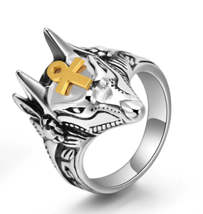 Nuovo anello da uomo in acciaio inossidabile retrò Anubis dio antico anello con testa di sciacallo egiziano - Product Image 2