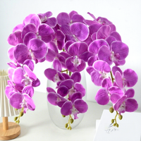 Orchidée Phalaenopsis à 9 têtes, pétales en plastique effet film, texture 3D, élégante, pour mariages, décoration haut de gamme, fleurs artificielles
