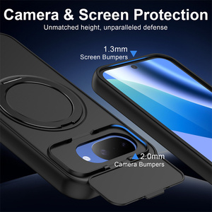 เคสโทรศัพท์แบบมีกรอบกล้องด้านแมตต์ พร้อมที่ยึดแม่เหล็ก สำหรับ iPhone 17 16 15 14 Pro Max  ฝาหลังแบบพับได้ ป้องกันเลนส์ พร้อมวงแหวน - Product Image 5