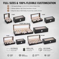 Boîte d'emballage pour montres en cuir PU beige et velours, multi-compartiments (6, 10, 12, 24 emplacements), personnalisable OEM, vente en gros