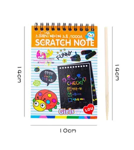 Scratch Art Drawing Notebook Set for Kids, Rainbow Sketch Books Set with 4 Wooden Stylus 4 Drawing Stencils kids drawing toys