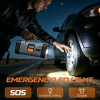 Démarreur de secours portable 7 en 1, gonfleur de pneus de voiture, batterie externe, booster de batterie métallique avec 7 fonctions essentielles