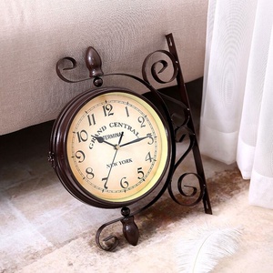 Retro Hanging Garden Decorate Metal Double Sided <strong>Station</strong> <strong>Clock</strong> - Product Image 3