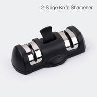 Aiguiseur de couteaux portable avec base à ventouse, outil d'affûtage de couteaux de cuisine à 2 étapes avec roue diamantée et céramique