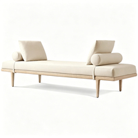 Canapé-lit minimaliste haut de gamme en tissu de lin, banc de luxe de 76 pouces avec structure en bois pour salon de villa, meubles sur mesure