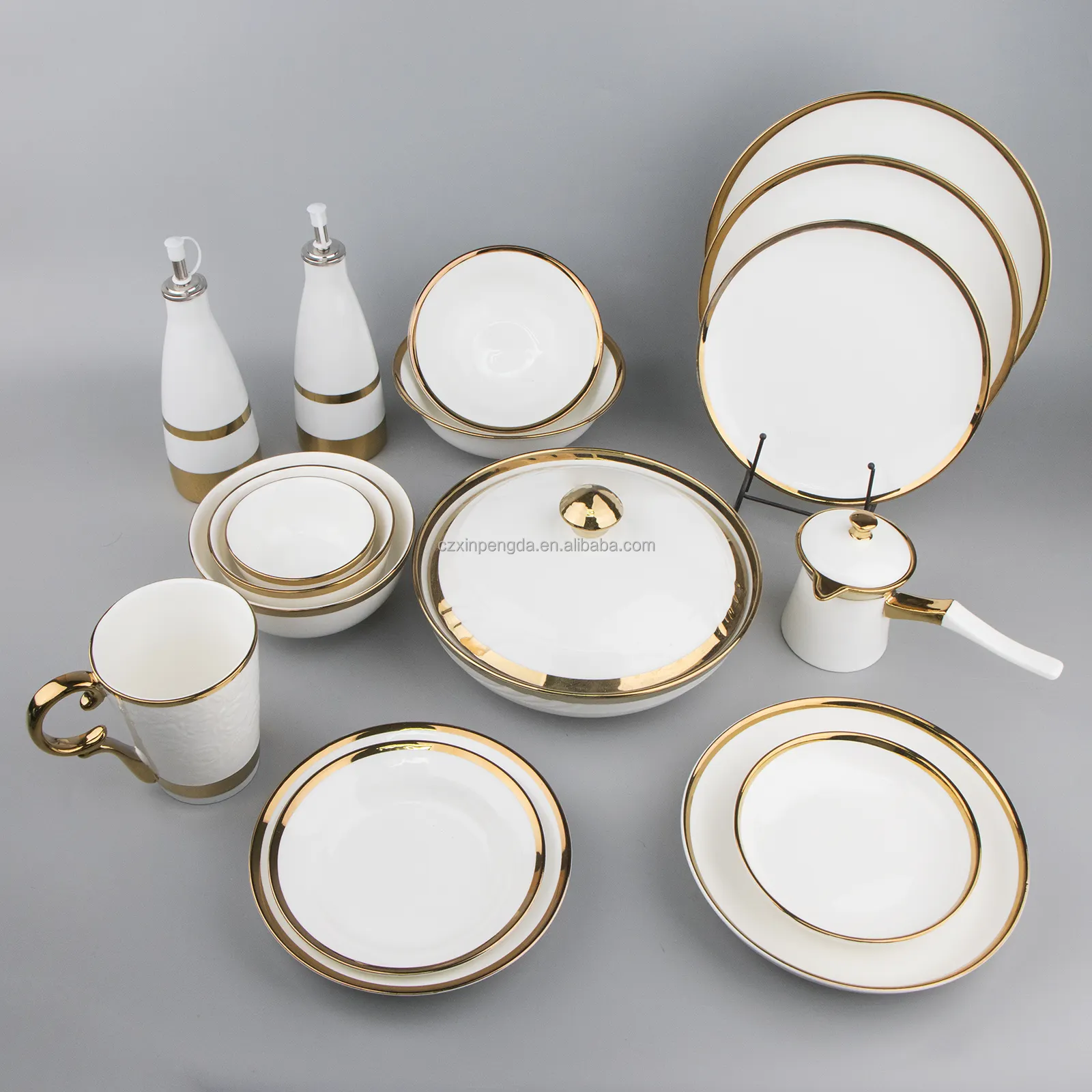 Gold Rim Porcelain New Bone China Dinnerware Tableware Dinner Table Ware Sets