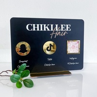 Panneau Acrylique Personnalisé Code QR pour Entreprise, Signe Social avec Logo Instagram Facebook, Icône Effet Miroir Or/Argent/Or Rose