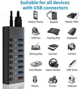 Công Nghiệp 2.4A Sạc Usb3.0 Dữ Liệu Tốc Độ Cao <span class=keywords><strong>Usb</strong></span> 3.0 <span class=keywords><strong>Hub</strong></span> 7 Cổng On Off Multi <span class=keywords><strong>Usb</strong></span> Splitter <span class=keywords><strong>4</strong></span> <span class=keywords><strong>5</strong></span> 8 11 20 Cổng - Product Image 4