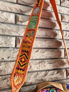 Orange Colour Bohemian Style Ethnic Banjara Cotton Clutch Bag with Button Closure-Lightweight Foldable for Women Daily Use - Product Image 3