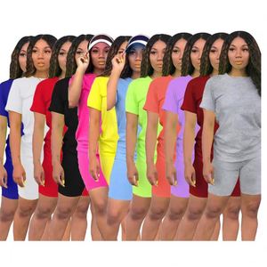 Nuevo Conjunto de 2 Piezas para <span class=keywords><strong>Mujer</strong></span>, Verano <span class=keywords><strong>2021</strong></span>, Nuevo Color, Algodón, Color Sólido, Traje Corto, <span class=keywords><strong>Ropa</strong></span> <span class=keywords><strong>Urbana</strong></span> Informal - Product Image 2