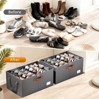 1 Pack de Conteneurs à Chaussures Pliables en Tissu Oxford avec Séparateurs Ajustables, Organisateur de Rangement Multi-capacité pour Placard, Contient 16 à 32 Paires