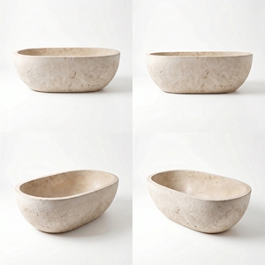 อ่างอาบน้ำสั่งทำพิเศษสุดหรูหราทันสมัย ExclusiveGold Ma / หินแกรนิตสีเหลืองทอง อ่างอาบน้ำแบบลอยตัว สำหรับห้องน้ำ วิลล่า โรงแรม บ้าน - Product Image 3