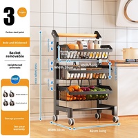 Étagère de rangement en métal multifonctionnelle pour le rangement des casseroles de cuisine Chariot mobile à 5 niveaux avec un design durable