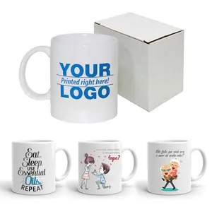 Tasse en céramique de sublimation de logo de Ccustom blanc simple thé tasses à café prix bon marché 11 oz Tazas-para-sublimar-tasse en porcelaine