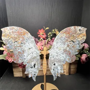 Cristal cura pedras borboleta oceano jasper borboleta asas cristal decoração para presentes