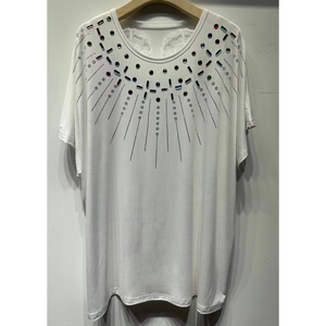 T-shirt di base impreziosita da donna in XS S M L XL 2XL 3XL taglie-fornitore di fabbrica all'ingrosso con Design colorato di perline" - Product Image 1