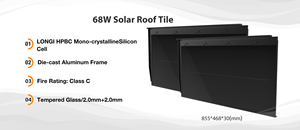 Panneau de tuiles solaire bifacial durable en silicium monocristallin BIPV 25.8% efficacité facile à installer bardeaux noirs étanches pour - Product Image 5