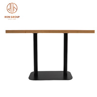 Vente en gros Plateau carré moderne en placage de contreplaqué de bonne qualité à bas prix avec base en métal Table pour salle à manger