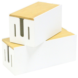 Organizador de cables de bambú, soporte para cable de alimentación de router, cubierta para regleta de enchufes, soporte para cable de datos, soporte para decodificador, organizador de escritorio. - Product Image 2