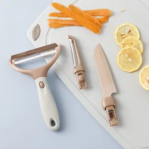 Multifunción portátil y pequeño para el hogar, 3 en 1, desmontable, cuchillo de cocina para frutas y verduras, juego de pelador