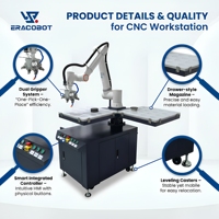 Station de travail robotique collaborative pour l'entretien de machines, charge utile 10 kg, double pince, moteur 6 axes, pour tour/fraiseuse CNC