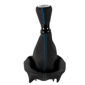 Poignée de levier de vitesse en cuir 5 vitesses avec surpiqûres bleues pour Peugeot 207 307 308 - Product Image 5